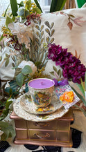 Load image into Gallery viewer, Beautiful Antique 1930s English Country Cottage Scented Soy Wax Teacup trio