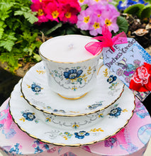 Load image into Gallery viewer, Beautiful Royal Stafford Blue Floral Tea Cup soy Candle