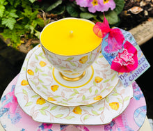 Load image into Gallery viewer, Art Deco Royal Grafton Wild Buttercups Teacup trio soy Candle