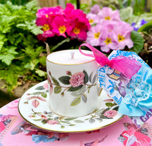 Load image into Gallery viewer, Beautiful wedgwood Hathaway Rose coffee cup scented Soy Candle