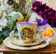 Load image into Gallery viewer, Beautiful Antique 1930s English Country Cottage Scented Soy Wax Teacup trio