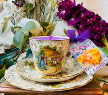 Load image into Gallery viewer, Beautiful Antique 1930s English Country Cottage Scented Soy Wax Teacup trio
