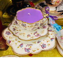 Load image into Gallery viewer, Victorian Antique Scalloped Ornate ‘Anenome’ Soy scented teacup Trio