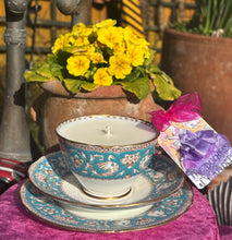 Load image into Gallery viewer, Exquisite Crown Staffordshire ‘Elsmere’ Handpainted Antique teacup soy candle trio set