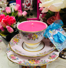 Load image into Gallery viewer, 1950s Vintage Colclough Baby Pink Floral scented Soy Tea trio