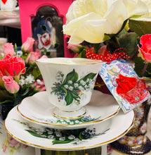 Load image into Gallery viewer, 1960s Royal Imperial Lily of The Valley Teacup trio Soy Candle
