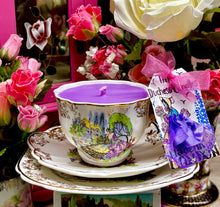 Load image into Gallery viewer, Beautiful Art Deco Scalloped Crinoline Lady Teacup scented Soy candle