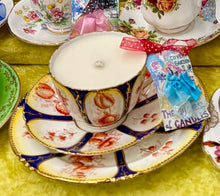 Load image into Gallery viewer, Antique 1889 Stanley ‘Tulips’ Teacup Soy Candle Trio Set