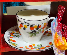 Load image into Gallery viewer, Beautiful Antique Royal Doulton Oranges & Lemons Scented soy coffee cup candle