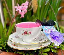 Load image into Gallery viewer, Lovely English Coalport scalloped Teacup Trio Soy Scented Candle