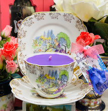 Load image into Gallery viewer, Beautiful Art Deco Scalloped Crinoline Lady Teacup scented Soy candle