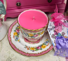 Load image into Gallery viewer, Stunning Collectors Pink ‘Lyric’ Crown Staffordshire Coffee Cup Candle