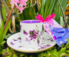 Load image into Gallery viewer, Beautiful Hammersley Violets Coffee cup soy wax Candle