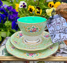 Load image into Gallery viewer, 1950s Queen Anne Gainsborough Teacup Scented Soy teacup trio