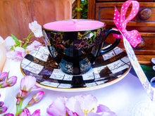 Load image into Gallery viewer, Brama 'Retro' Black & White Coffee cup & saucer