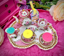 Load image into Gallery viewer, Regal Pink & Gold floral Miniature Tea set