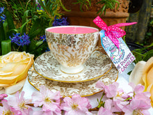Load image into Gallery viewer, Royal Vale Teacup Trio Gold Chintz