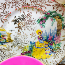 Load image into Gallery viewer, Lovely Vintage ‘Garden House’ lady in bonnet Teacup scented soy candle set