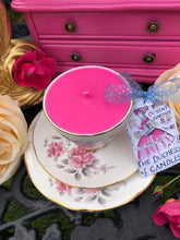 Load image into Gallery viewer, Vintage ‘Duchess’ Pink Roses Teacup Scented Soy Candle trio set