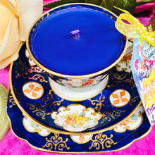 Load image into Gallery viewer, Stunning Royal Standard 1910 Edwardian Cobalt Blue Imari Teacup trio Scented Soy Candle