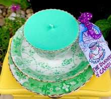 Load image into Gallery viewer, Victorian Antique 1895 Royal Albert Green floral Soy Scented Candle Teacup Trio