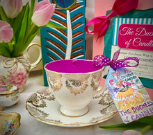 Load image into Gallery viewer, Stunning Gold chintz Brocade English scented soy teacup candle