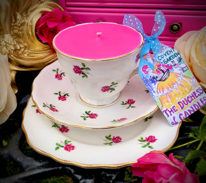 Vintage Colclough Ditsy roses Teacup Soy Candle Trio Set