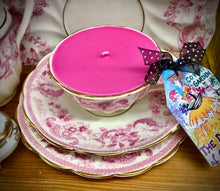 Load image into Gallery viewer, Stunning Collector’s Antique Victorian ‘Roma’ Pink & White Soy Scented teacup trio