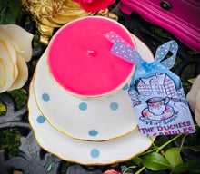 Load image into Gallery viewer, Lovely Retro Blue Polka Dot ‘Royal Vale’ Teacup trio scented Soy Candle