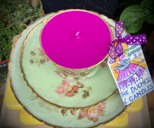 Load image into Gallery viewer, Lovely Antique Victorian  Green & floral brushed gold Teacup trio Scented Soy Candle