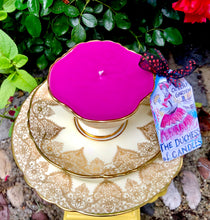 Load image into Gallery viewer, Stunning Jenners of Edinburgh Gold Leaf & Brocade teacup scented soy candle trio set