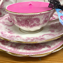Load image into Gallery viewer, Stunning Collector’s Antique Victorian ‘Roma’ Pink & White Soy Scented teacup trio