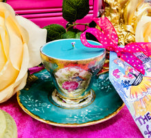 Load image into Gallery viewer, Gorgeous Dark Turquoise Bavarian ‘Romeo & Juliet’ Coffee cup Scented Soy Candle