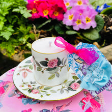 Load image into Gallery viewer, Beautiful wedgwood Hathaway Rose coffee cup scented Soy Candle
