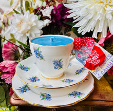 Load image into Gallery viewer, Stunning Vintage Blue Forget-me-nots Teacup trio Scented Soy Candle
