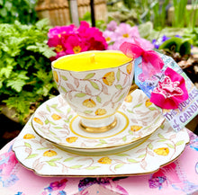 Load image into Gallery viewer, Art Deco Royal Grafton Wild Buttercups Teacup trio soy Candle
