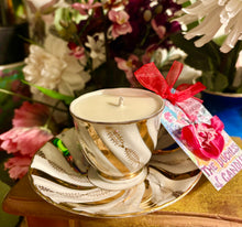 Load image into Gallery viewer, Lovely Gold &amp; White Swirl demitasse coffee cup
