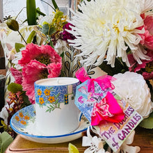 Load image into Gallery viewer, Lovely Blue &amp; yellow Art Nouveau floral coffee Cup Scented Soy Candle
