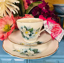 Load image into Gallery viewer, Vintage Jasmine Flower Teacup trio Soy Candle
