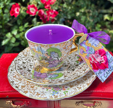 Load image into Gallery viewer, Rare and Beautiful Gold Chintz Crinoline Lady Teacup Soy Scented Candle
