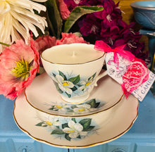 Load image into Gallery viewer, Vintage Jasmine Flower Teacup trio Soy Candle
