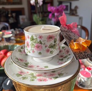 Gorgeous Paragon 1970s Floral Teacup Soy scented Vegan candle