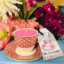 Load image into Gallery viewer, Stunning Collectors Pink lucky clover 1940s Coffee Cup Candle
