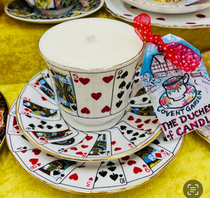 Beautiful Royal English ‘Playing Cards’ Teacup Scented Soy Candle
