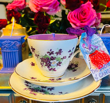 Load image into Gallery viewer, Beautiful ‘Violets’ Teacup scented Trio set
