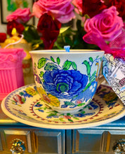 Load image into Gallery viewer, Beautiful Blue Rose Masons Teacup Scented Soy Candle
