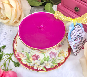 Queen Anne Teacup & Saucer - Enchanted garden