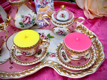 Load image into Gallery viewer, Regal Pink &amp; Gold floral Miniature Tea set
