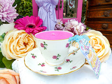Load image into Gallery viewer, Colclough Teacup &amp; Saucer Dark Pink ditsy roses
