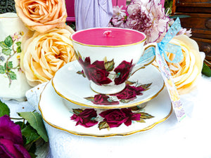 Royal Vale Teacup Trio set Velvet Rose